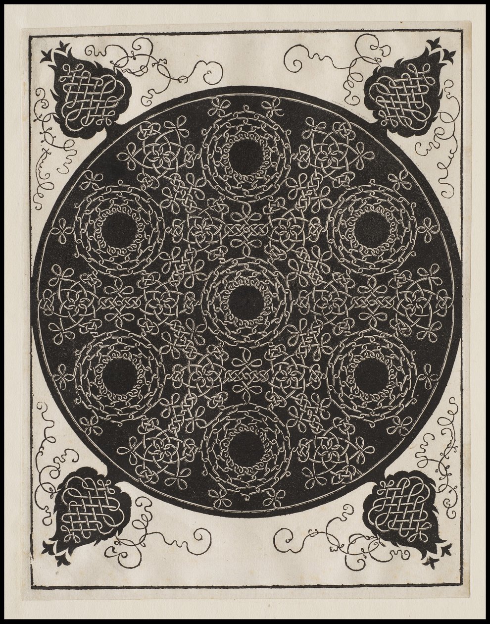 Vierde Knoop, 7 cirkelvormige groepen knopen met zwarte centra, ca. 1506 door Albrecht Dürer