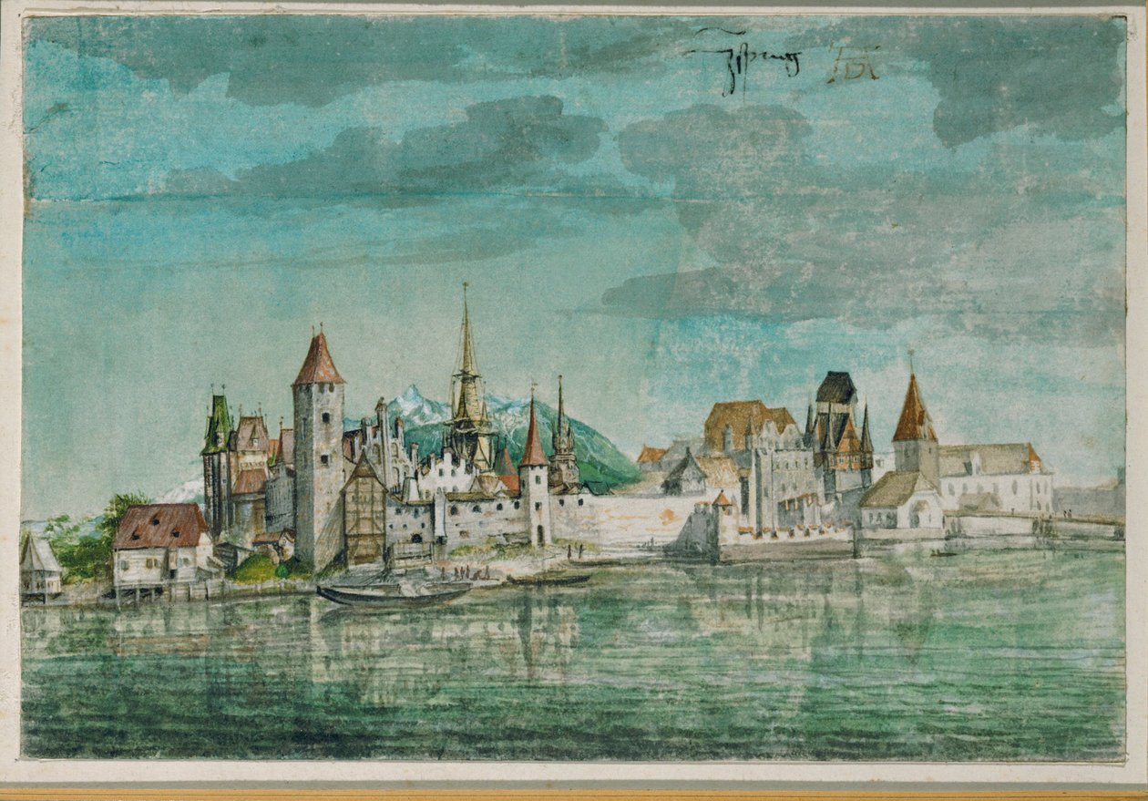 Innsbruck gezien over de Inn door Albrecht Dürer or Duerer