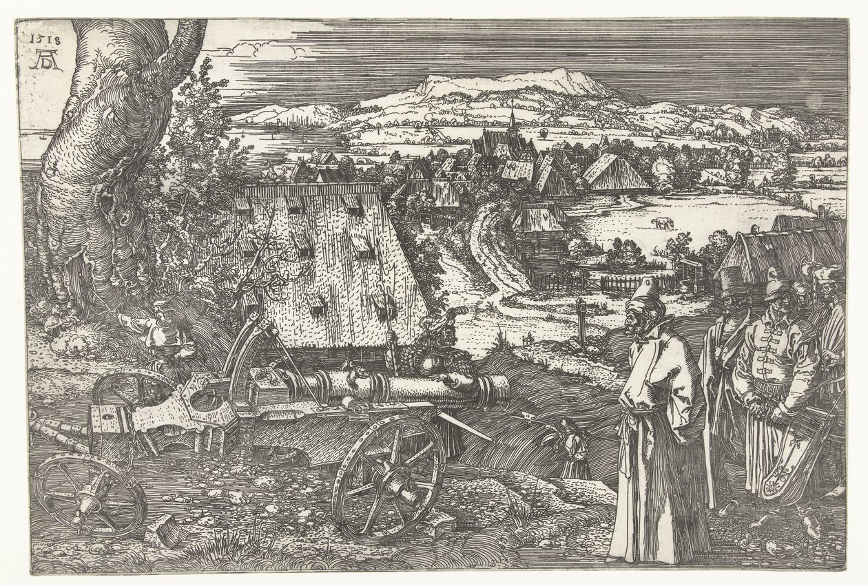 Landschap met kanon door Albrecht Dürer or Duerer