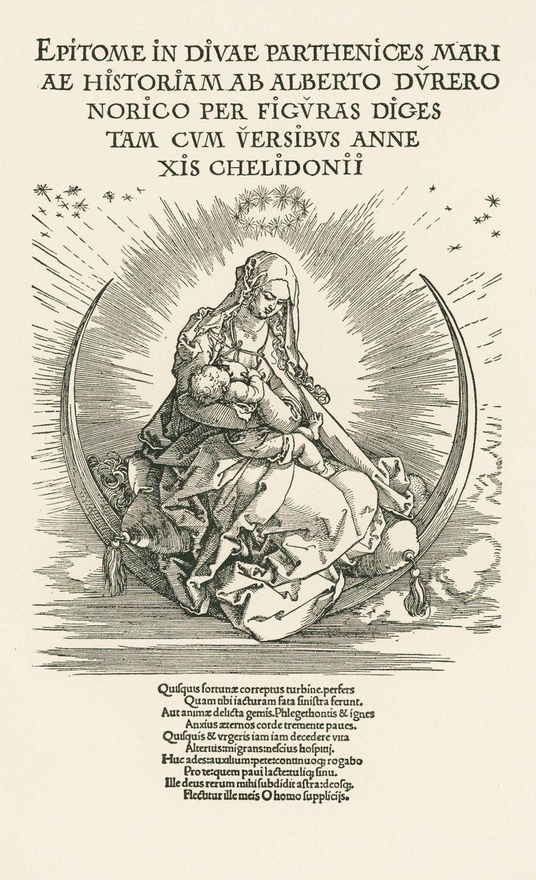 Maria Maagd met Kind in Glorie, ca. 1511 (houtsnede) door Albrecht Dürer or Duerer