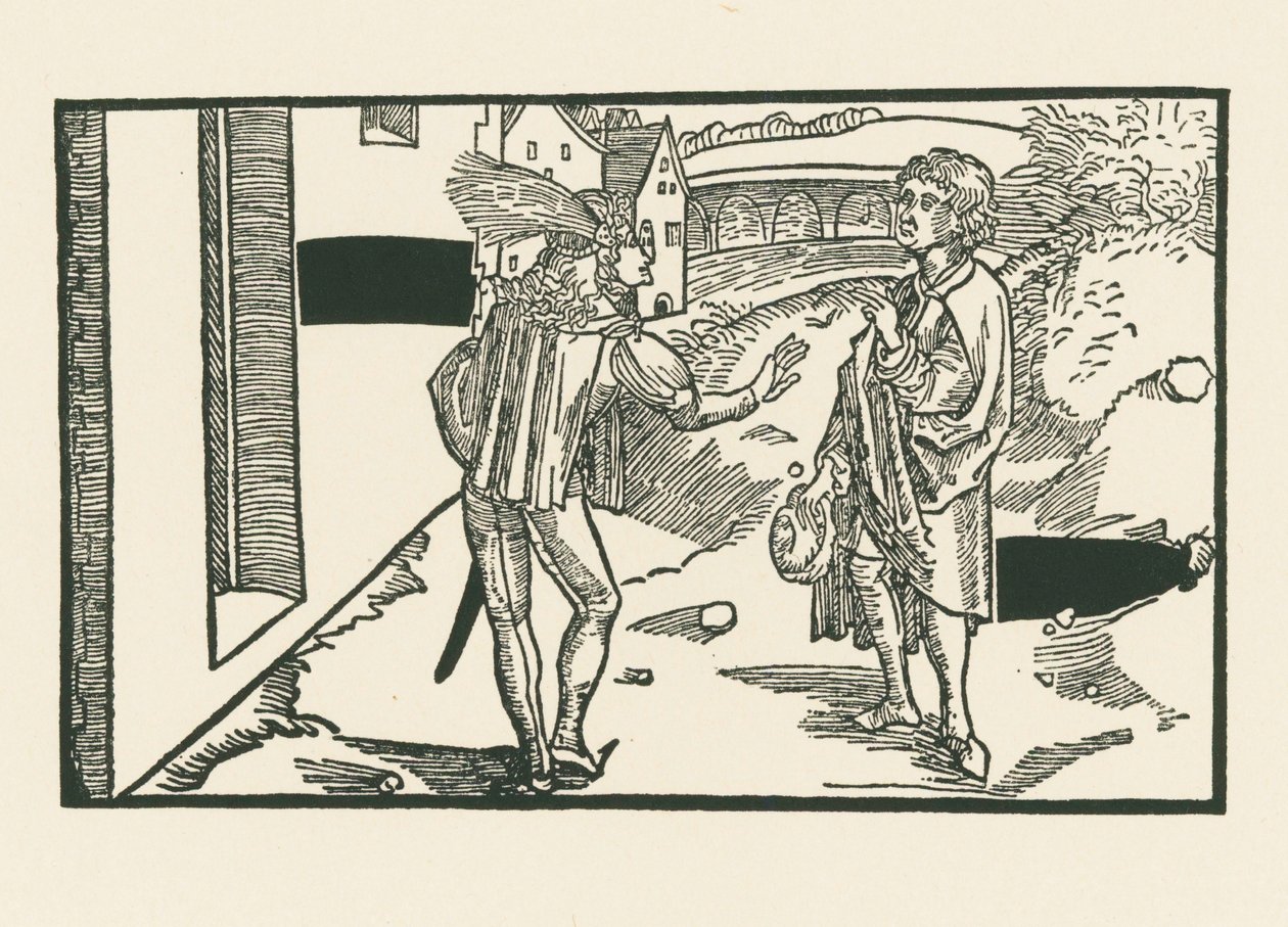 Phaedria en Parmeno, ca.1492-93 (houtsnede) door Albrecht Dürer or Duerer
