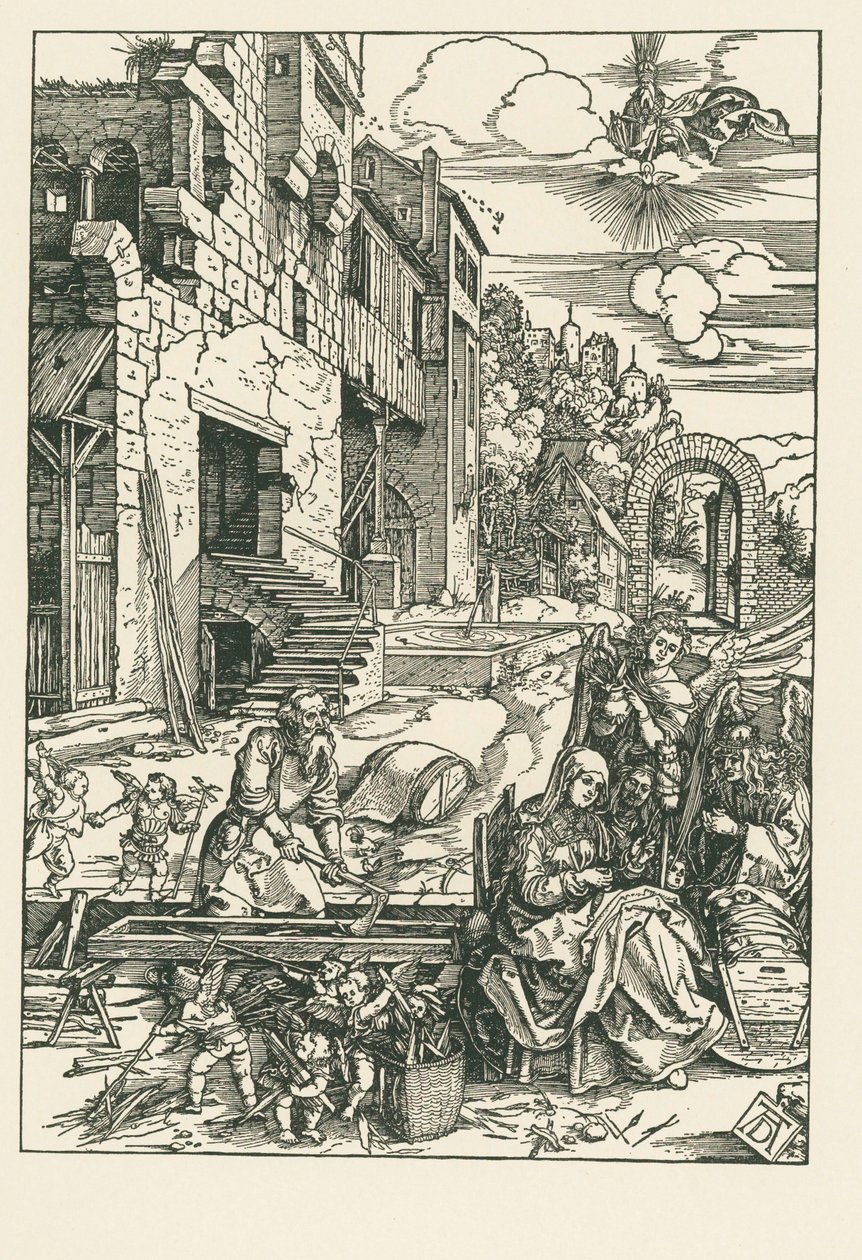 Rust op de vlucht naar Egypte, c.1502 (houtsnede) door Albrecht Dürer or Duerer