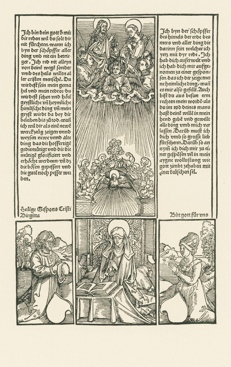 Heilige Birgitta als voorspreker, met een biddend echtpaar door Albrecht Dürer or Duerer