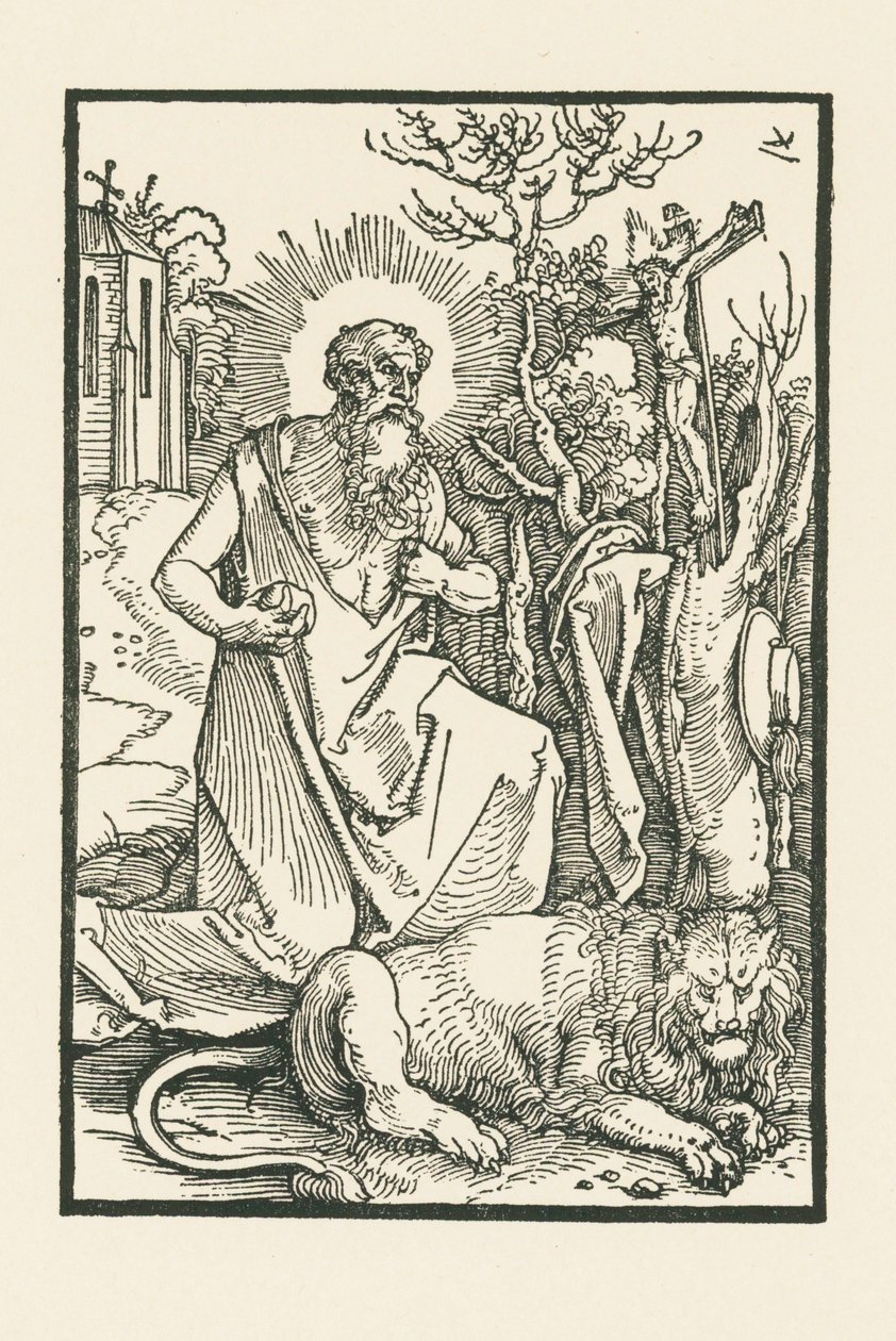 Heilige Hiëronymus. Illustratie bij Lukas von Prag: Apologia. Gedrukt door Hieronymus Höltzel, Neurenberg door Albrecht Dürer or Duerer