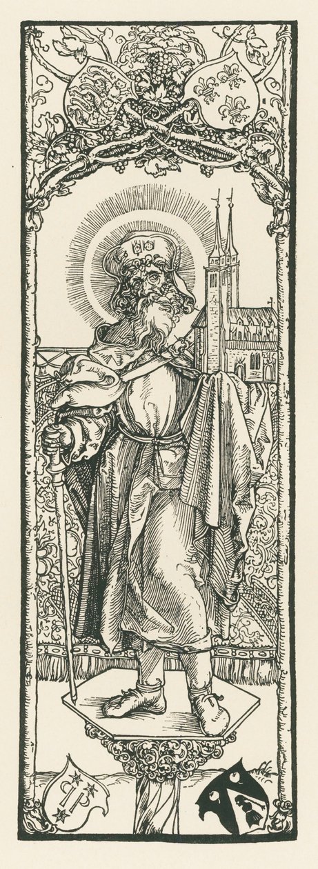 Sint Sebald op de zuil, c.1501 (houtsnede) door Albrecht Dürer or Duerer