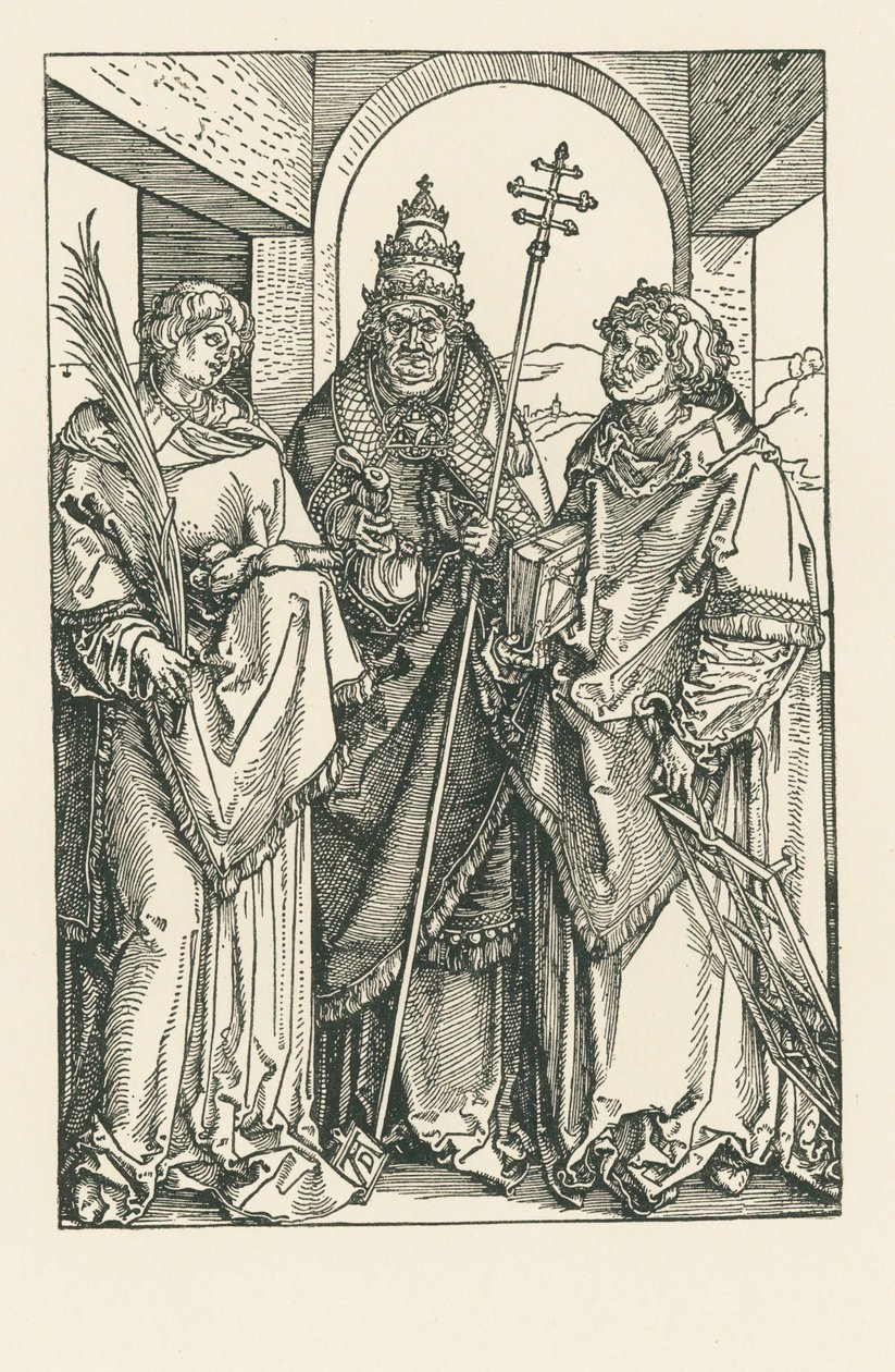De heiligen Stephanus, Sixtus en Laurentius, ca. 1504-05 (houtsnede) door Albrecht Dürer or Duerer