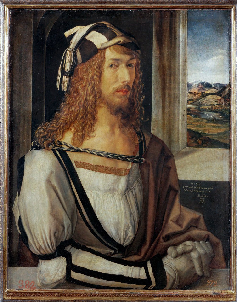 Zelfportret, met inscriptie " 1498 (olieverf op hout) door Albrecht Dürer or Duerer