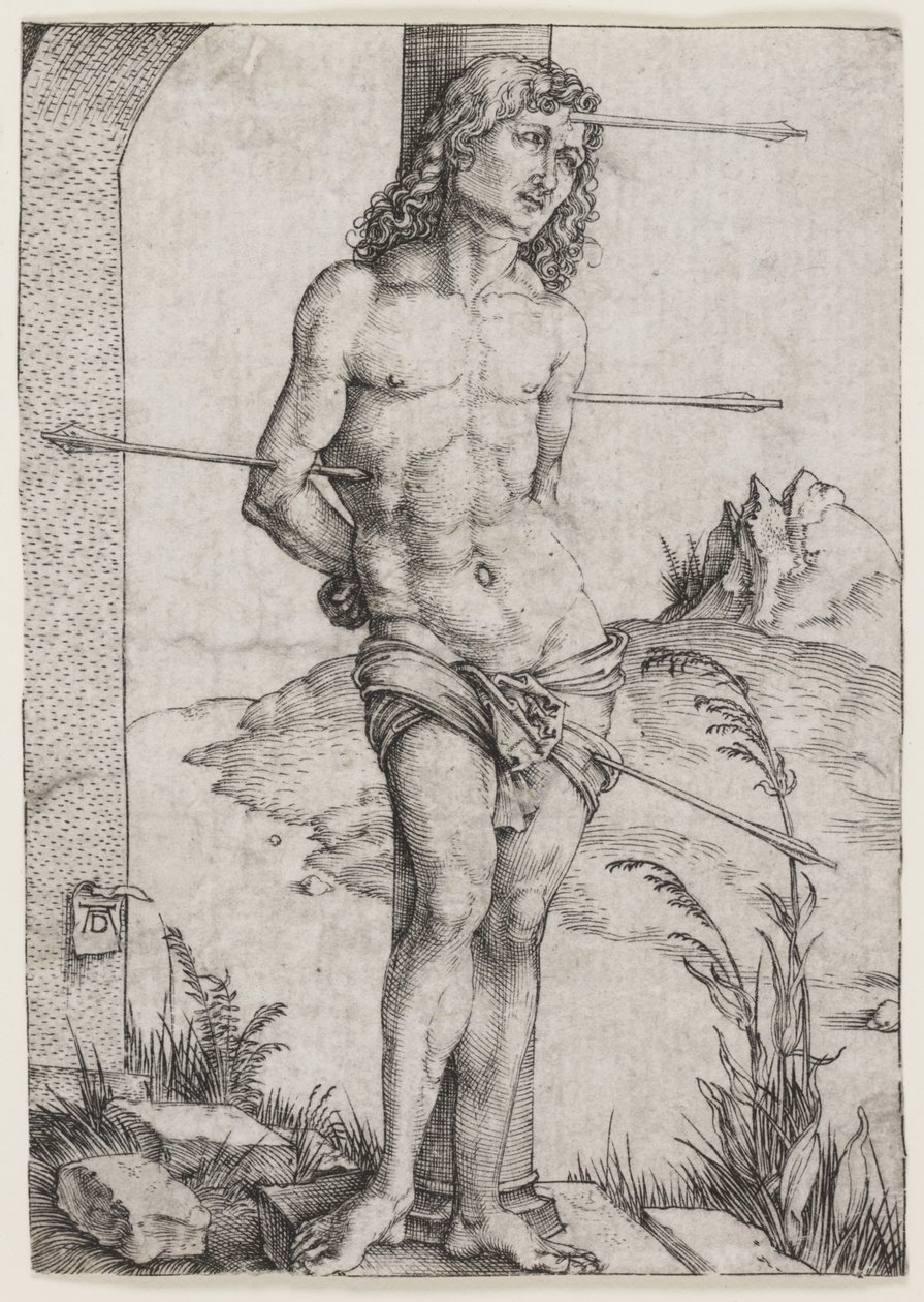 Sint Sebastiaan bij de zuil door Albrecht Dürer