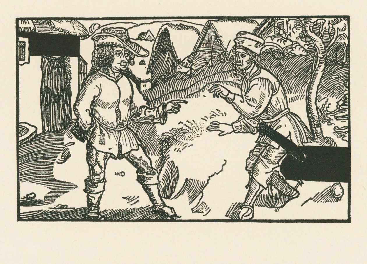 Syrus en Chremes, ca.1492-93 (houtsnede) door Albrecht Dürer or Duerer
