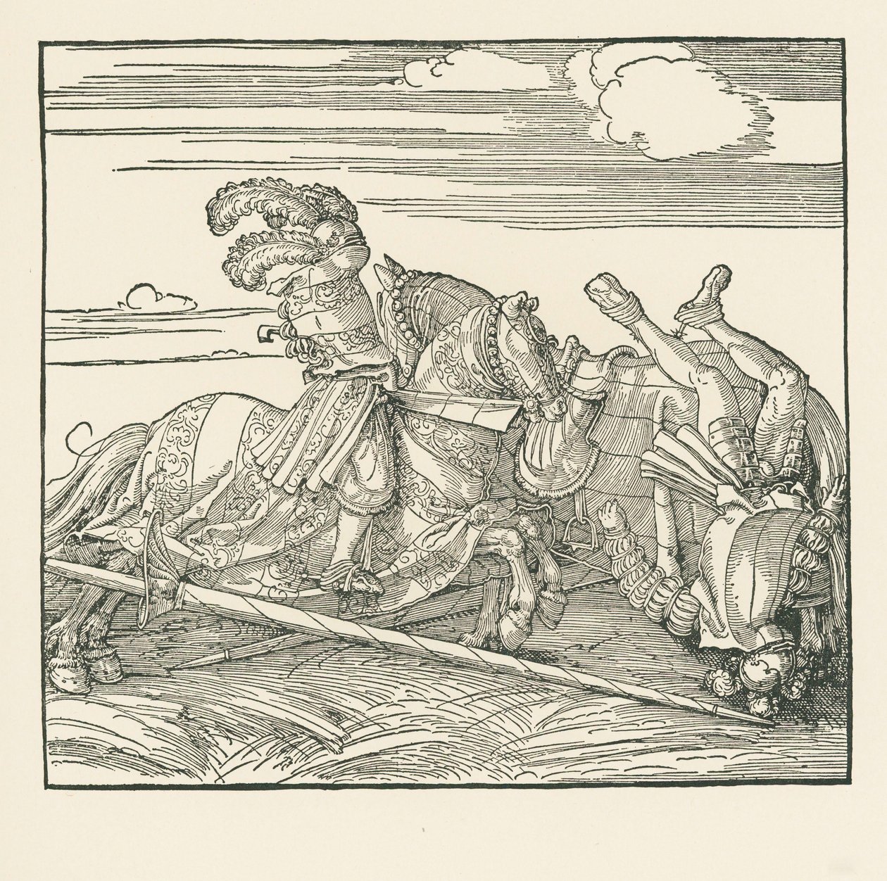 Het Duitse toernooi, ca. 1517-18 (houtsnede) door Albrecht Dürer or Duerer