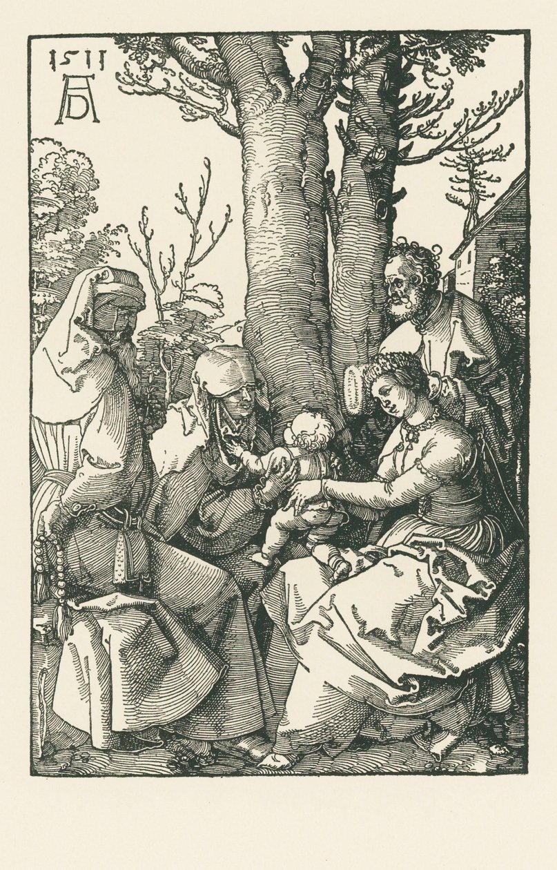 De Heilige Familie met Joachim en Anna onder een boom door Albrecht Dürer or Duerer