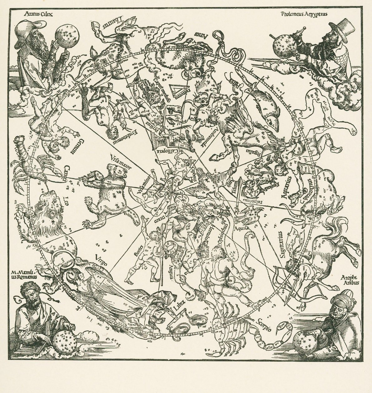 Het noordelijk halfrond van de Celestrale bol door Albrecht Dürer or Duerer