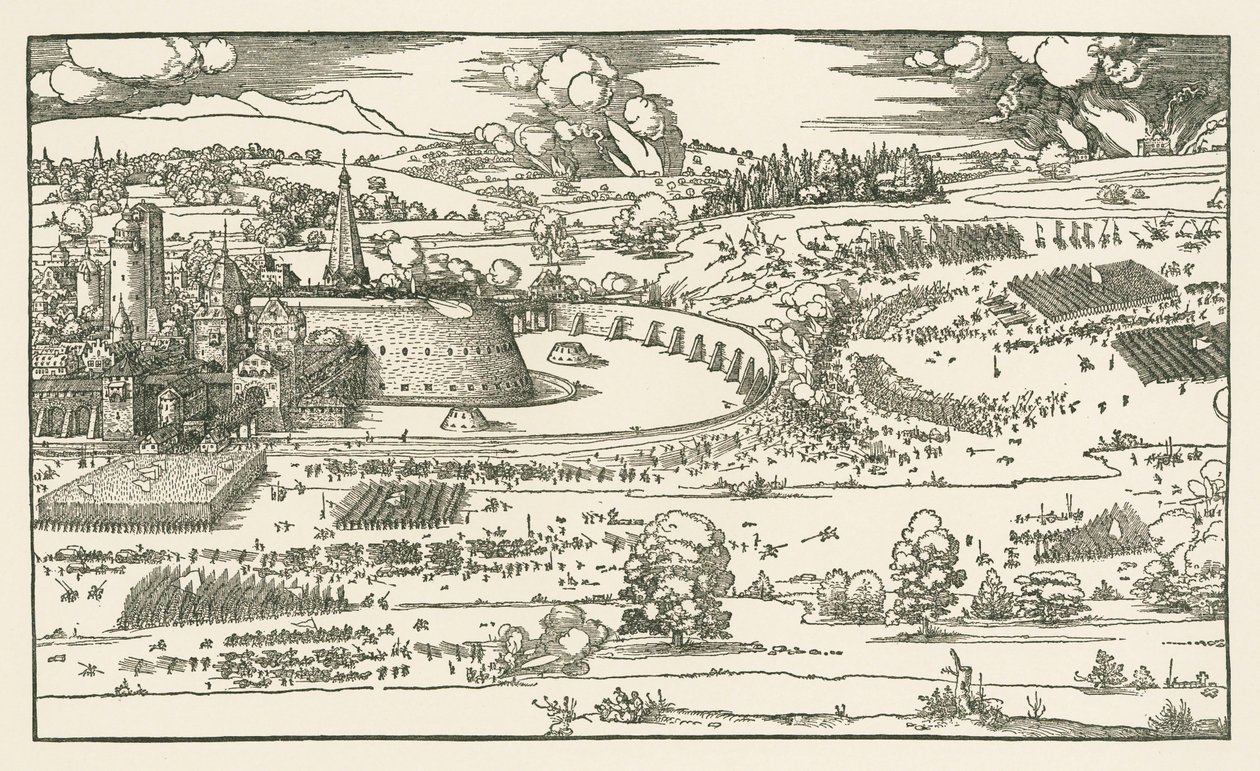 De belegering van een fort. Linker blok door Albrecht Dürer or Duerer