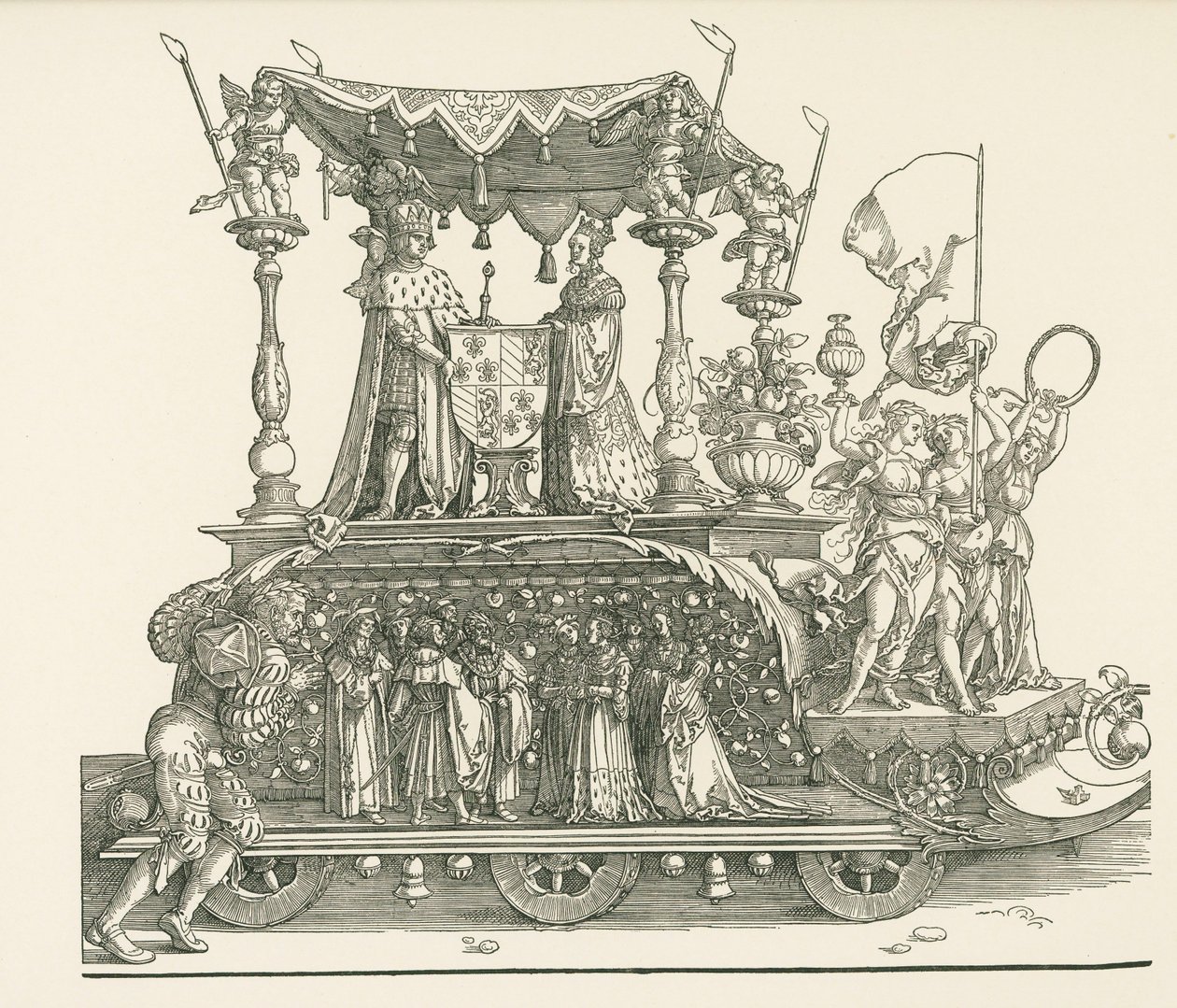 De kleine triomfwagen of het Bourgondische huwelijk door Albrecht Dürer or Duerer