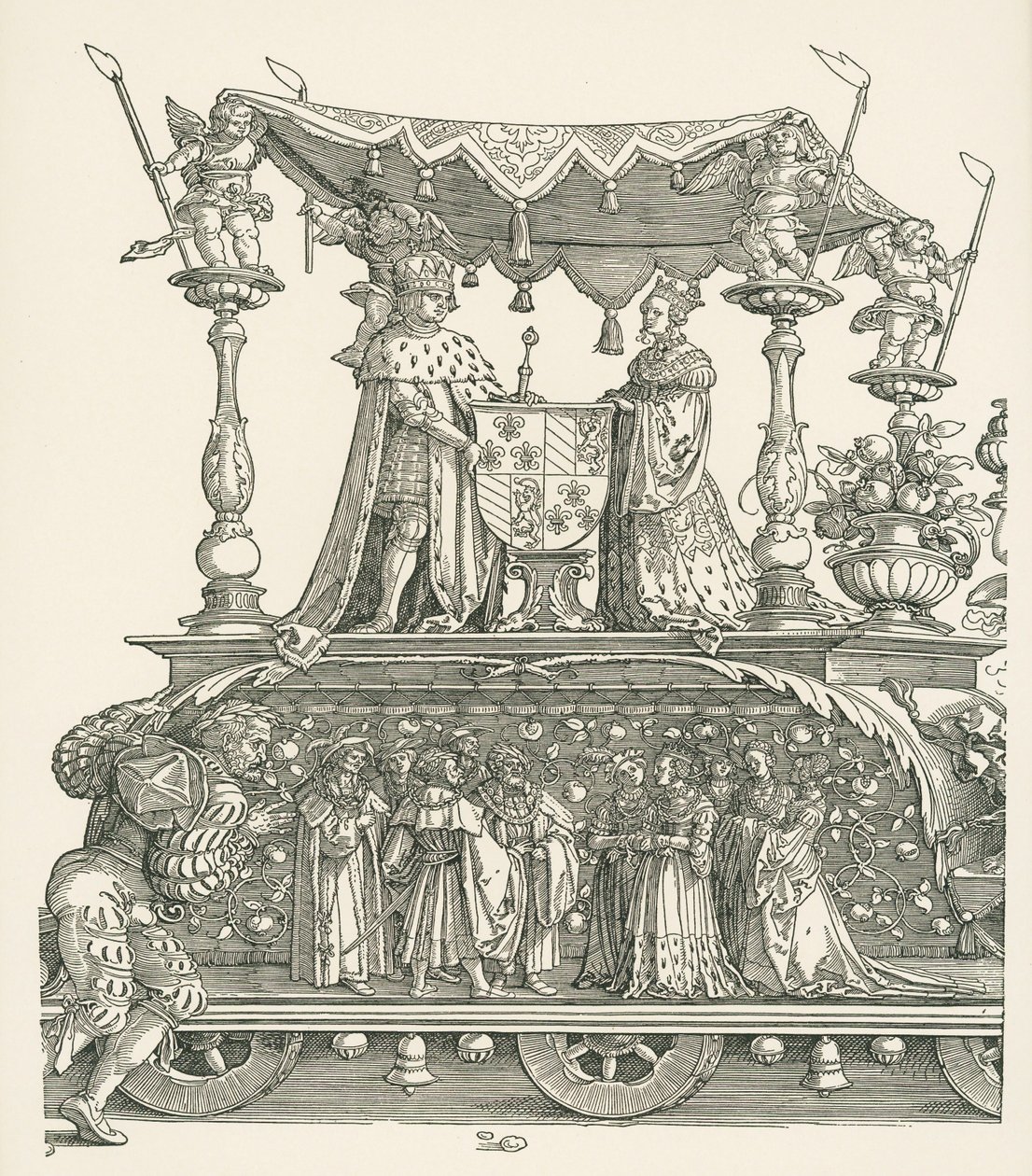 De kleine triomfwagen of het Bourgondische huwelijk door Albrecht Dürer or Duerer