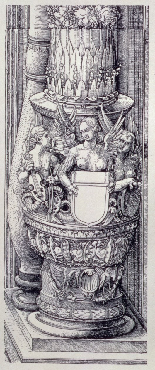 De Triomfboog van keizer Maximiliaan I van Duitsland: detail van centrale Poorten van Eer en Macht door Albrecht Dürer