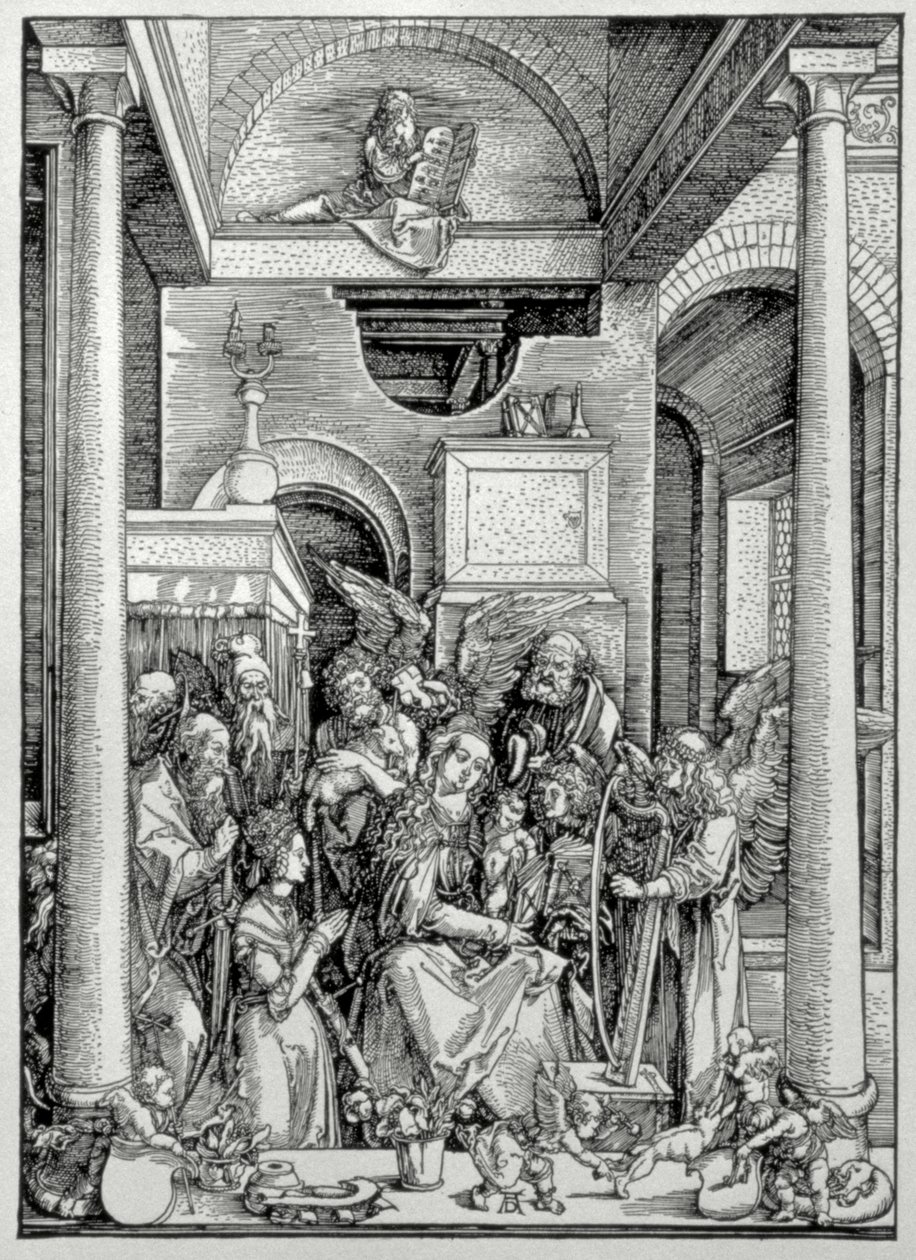 De Maagd en het Kind met Heiligen (houtsnede) door Albrecht Dürer