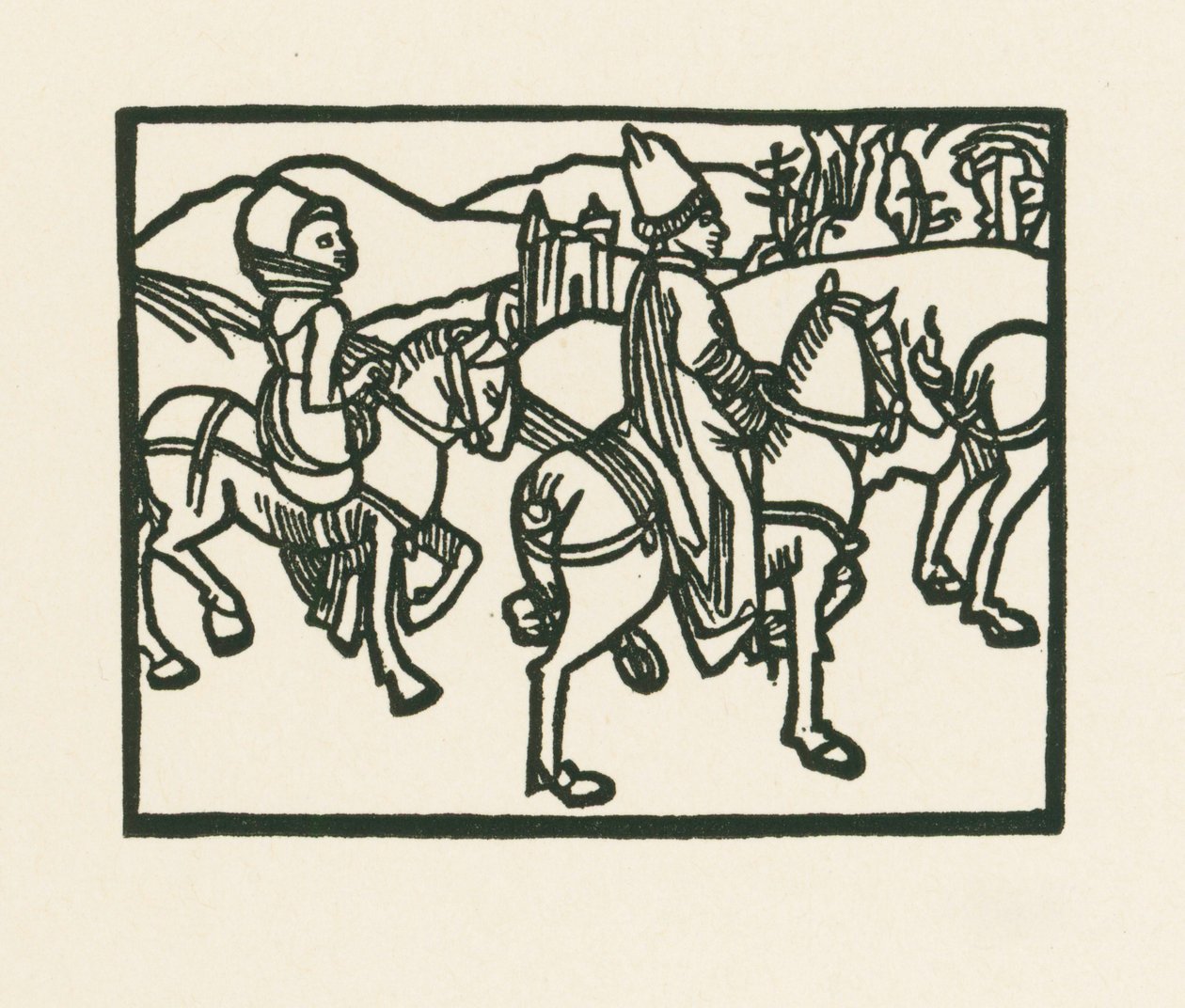 De prins te paard, ca. 1489-90 (houtsnede) door Albrecht Dürer or Duerer