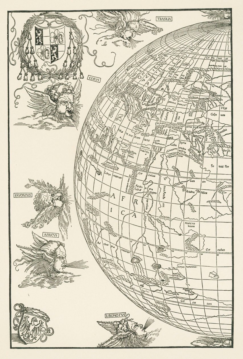 Wereldkaart van Johannes Stabius door Albrecht Dürer or Duerer