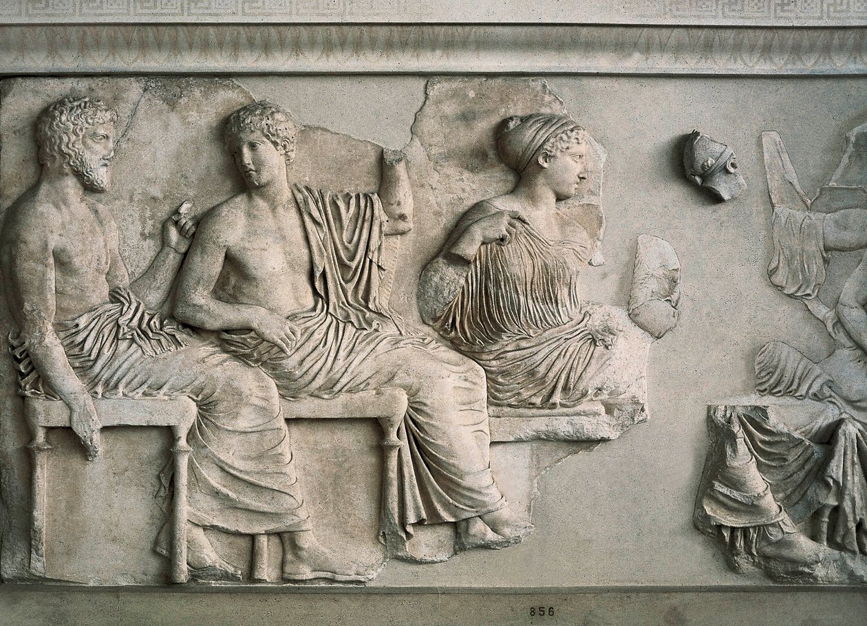 Poseidon, Apollo, Artemis en Aphrodite afgebeeld op de oostelijke fries van het Parthenon door Alcamenes (attr. to)
