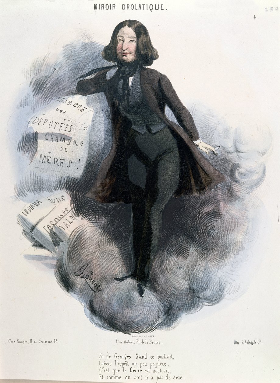 Karikatuur van George Sand, c.1848 door Alcide Joseph Lorentz
