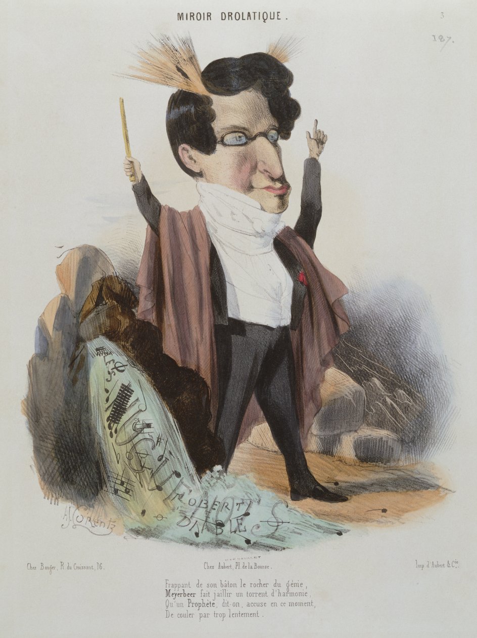 Karikatuur van Jakob Meyerbeer (1791-1864) Duitse componist door Alcide Joseph Lorentz