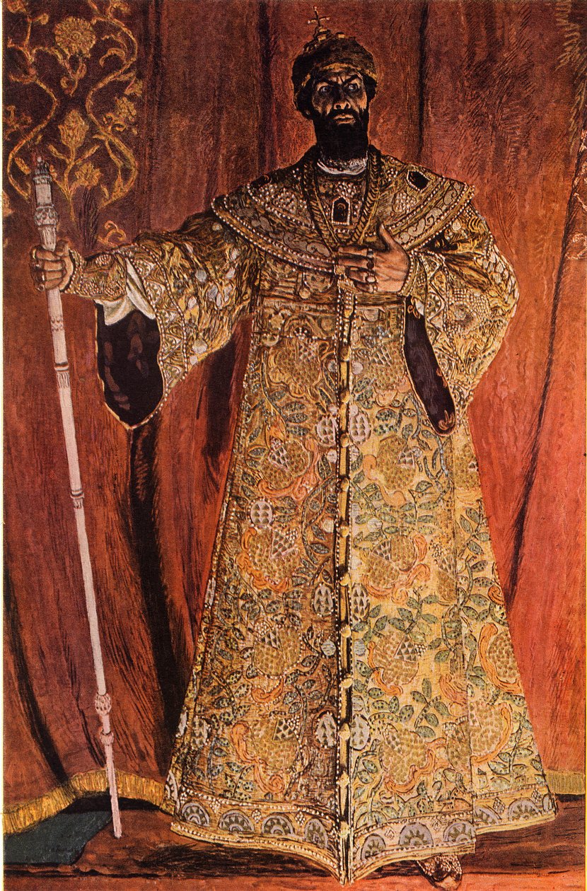 Portret van Fjodor Ivanov Sjaliapin in de Rol van Boris Godoenov door Aleksandr Jakovlevic Golovin