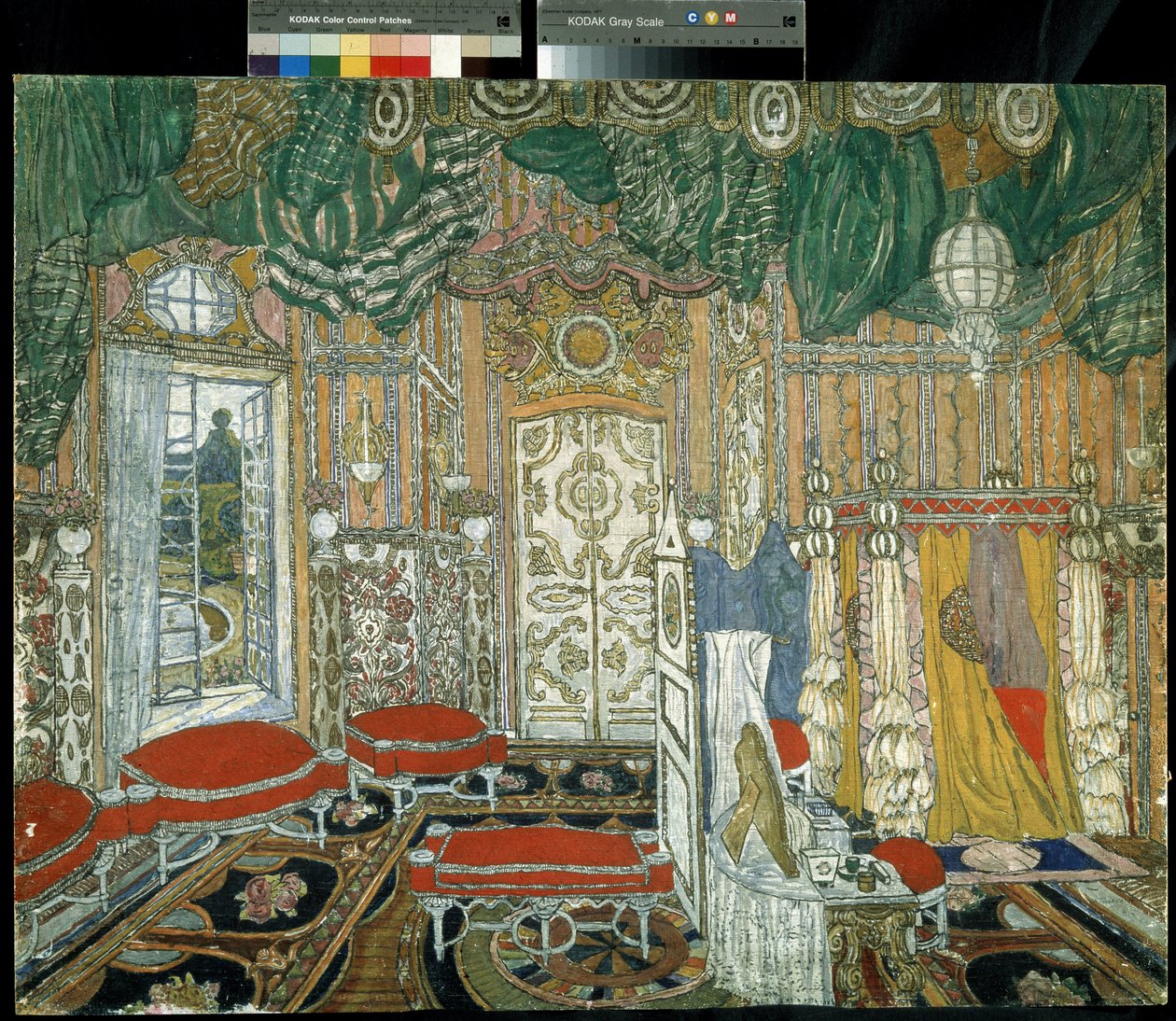 Decorontwerp voor het toneelstuk Het huwelijk van Figaro door Aleksandr Jakovlevic Golovin