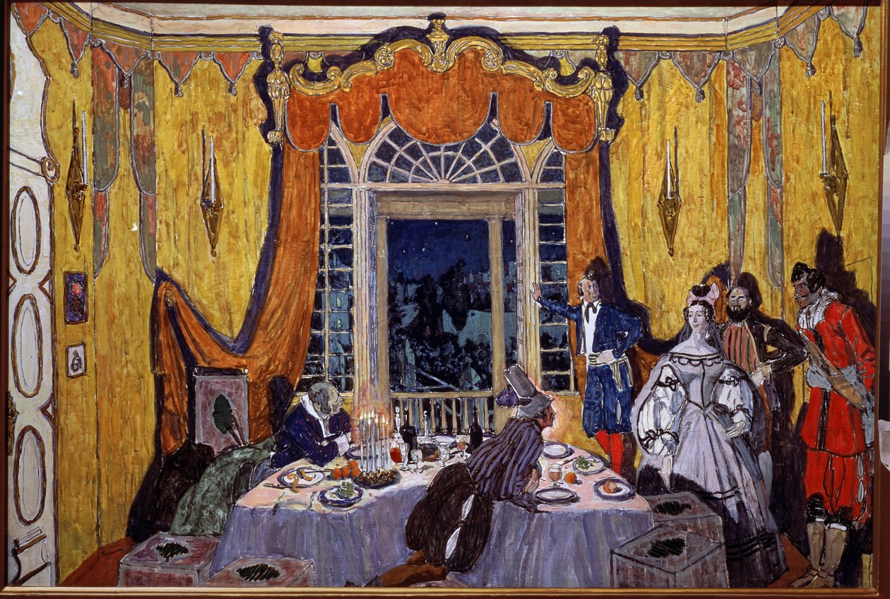 Decorontwerp voor de opera De stenen gast van A. Dargomyzhsky door Aleksandr Jakovlevic Golovin