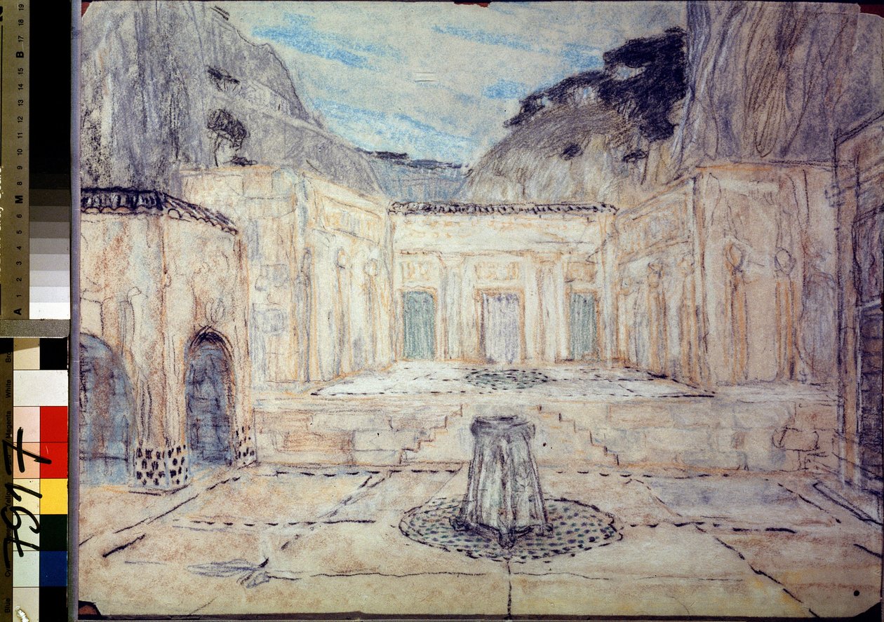 Decorontwerp voor de tragedie Antigone naar Sophocles door Aleksandr Jakovlevic Golovin