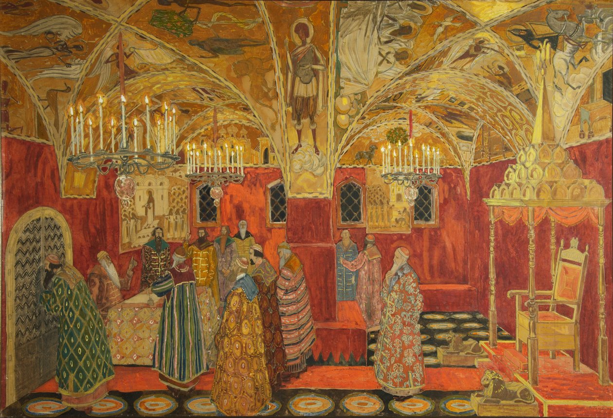 Toneelontwerp voor de opera Boris Godunov door M. Moessorgski, 1911 door Aleksandr Jakovlevic Golovin