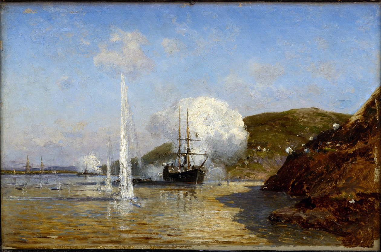 De actie van Nikolai Skrydlov (1844-1918) aan de Donau door Aleksei Petrovich Bogolyubov