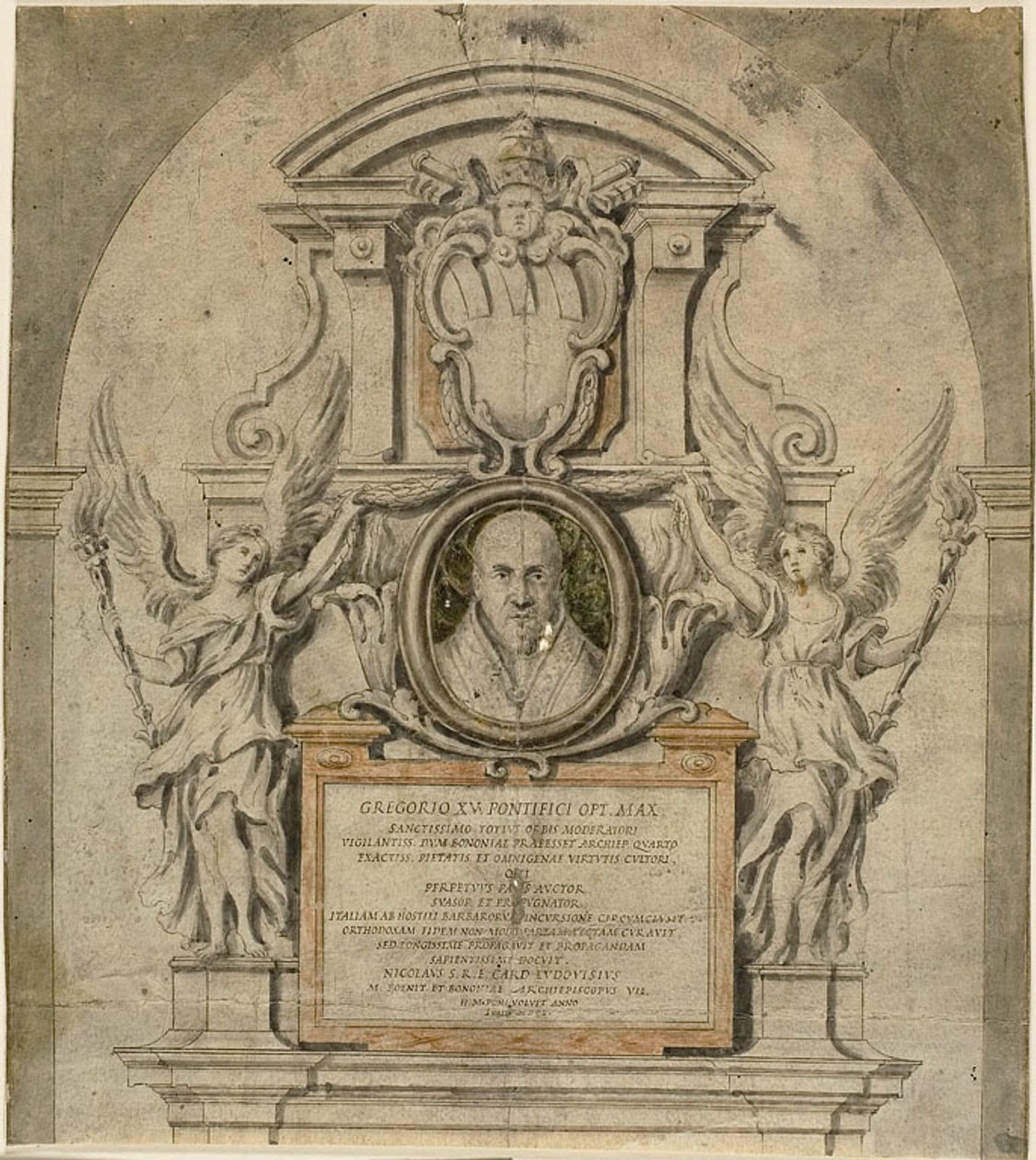Ontwerp voor gedenkteken voor paus Gregorius XV door Alessandro Algardi