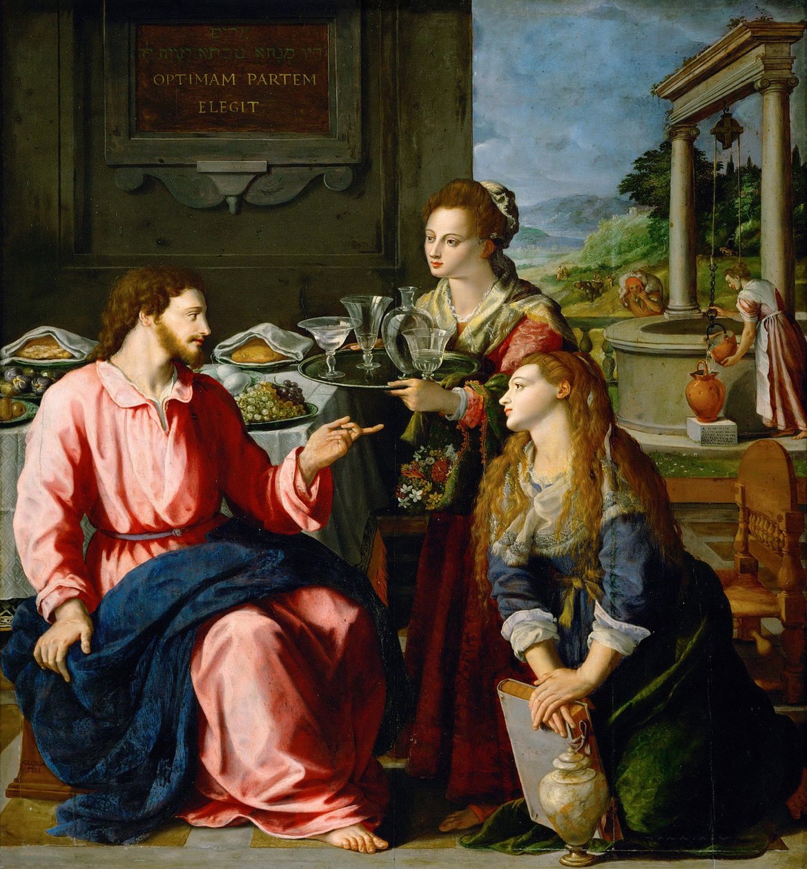 Christus in het huis van Martha en Maria door Alessandro Allori