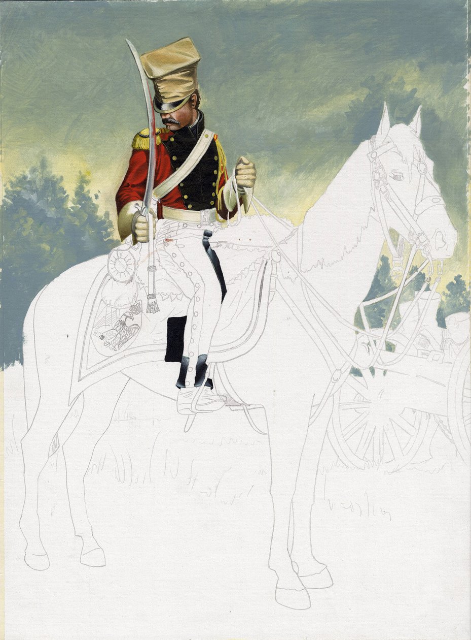Eerste Keizerrijk (1804-1814 en 1815): soldaat van de lichte cavalerie van het grote Franse Napoleontische leger (onafgewerkt) door Alessandro Lonati