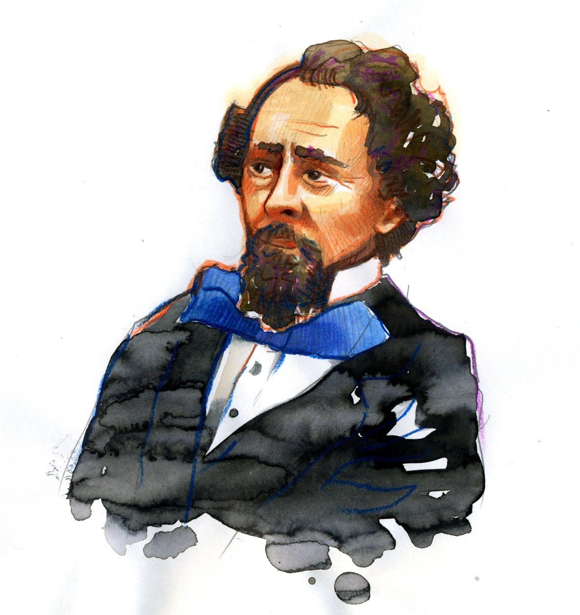 Portret van Charles Dickens (1812-1870) Engelse schrijver door Alessandro Lonati