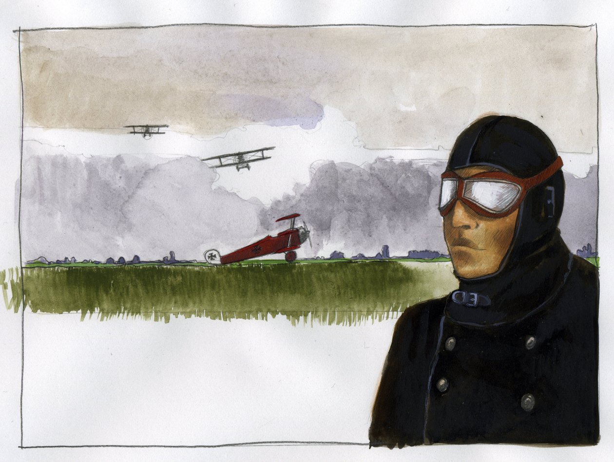 Portret van Manfred von Richthofen, de Rode Baron (1892-1918) Duitse piloot door Alessandro Lonati