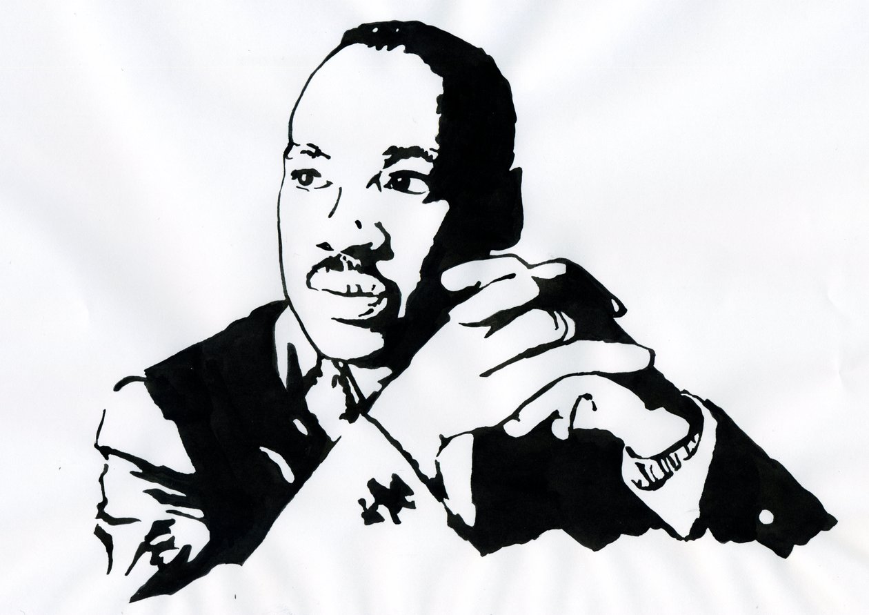 Portret van dominee Martin Luther King (1929-1968) (Illustratie) door Alessandro Lonati
