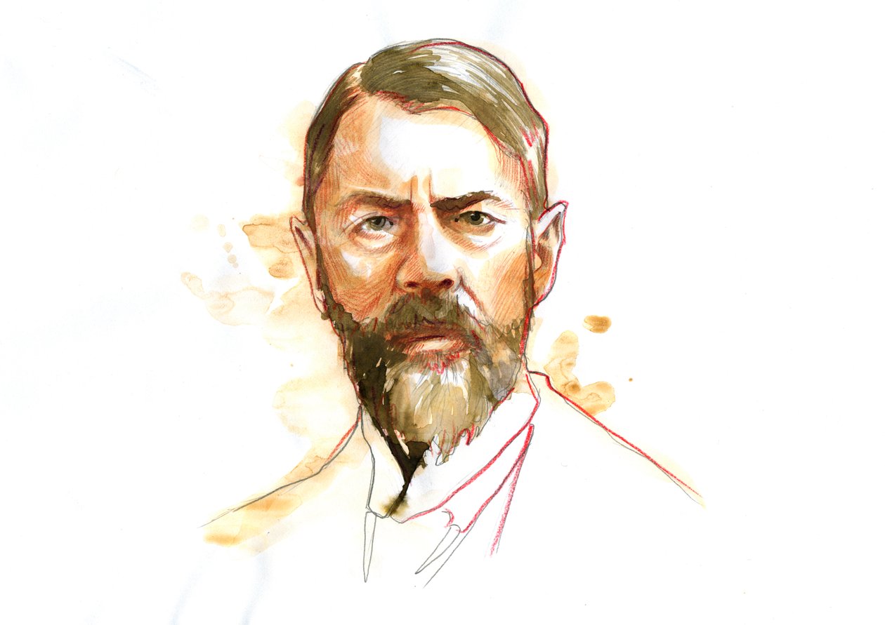 Portret van de Duitse socioloog Max Weber (1864 - 1920) door Alessandro Lonati