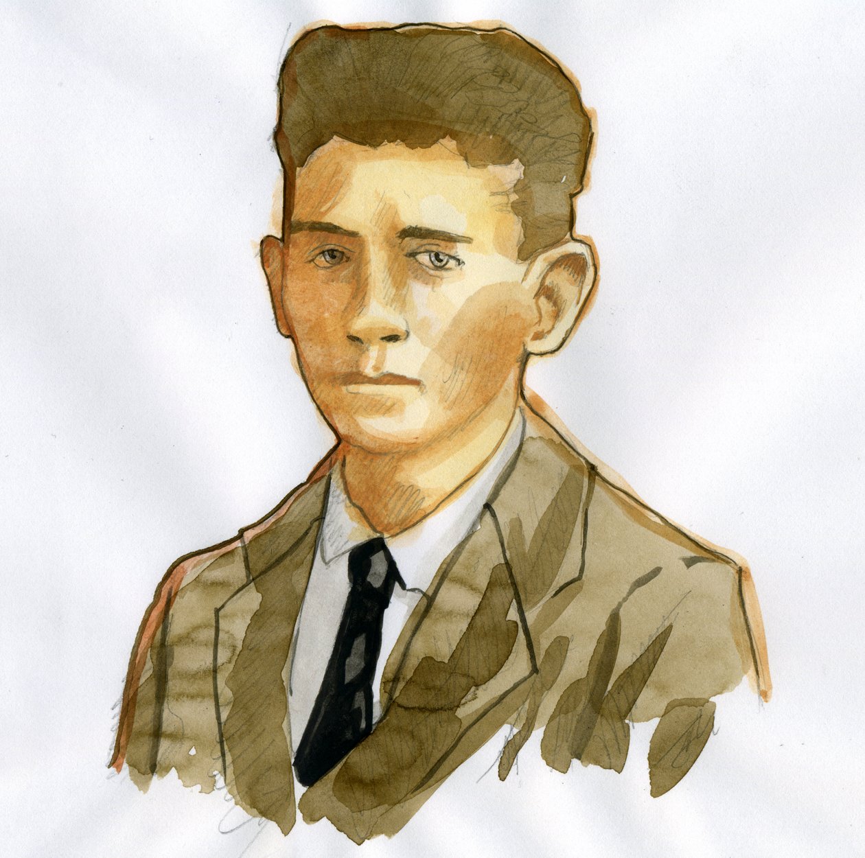 Portret van de Praagse schrijver Franz Kafka (1883-1924) door Alessandro Lonati