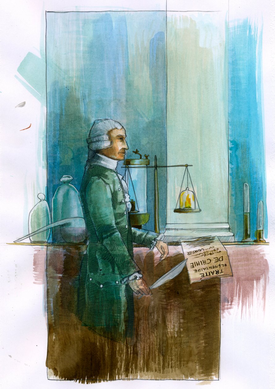 Afbeelding van Antoine Lavoisier (1743-1794), Franse chemicus, filosoof en econoom (Illustratie) door Alessandro Lonati