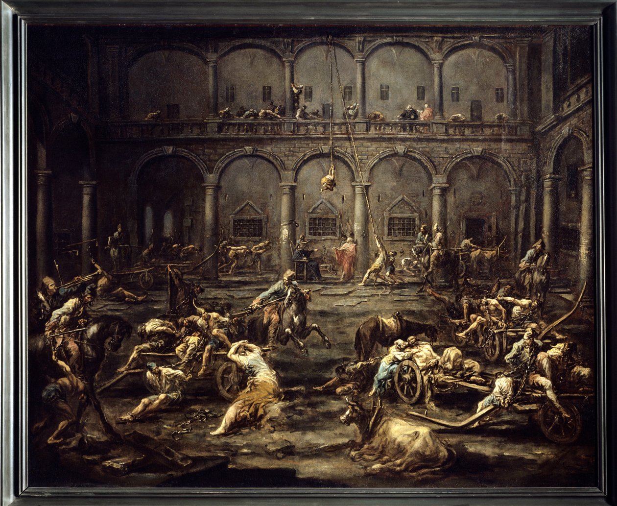 Aankomst van de galeislaven in de gevangenis van Genua door Alessandro Magnasco