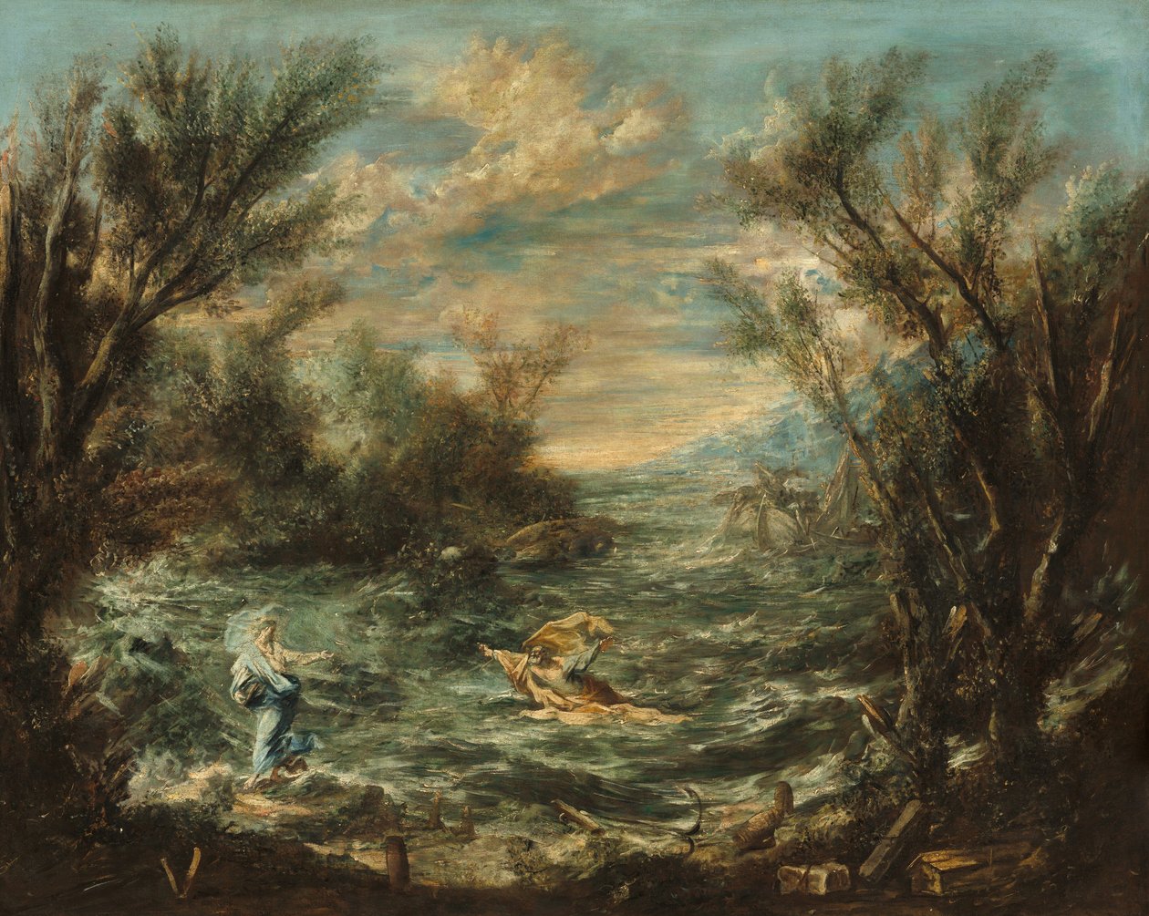 Christus bij het Meer van Galilea, ca. 1740 (olieverf op doek) door Alessandro Magnasco