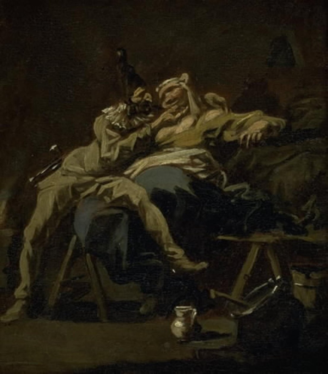 Pulcinella en Colombina door Alessandro Magnasco