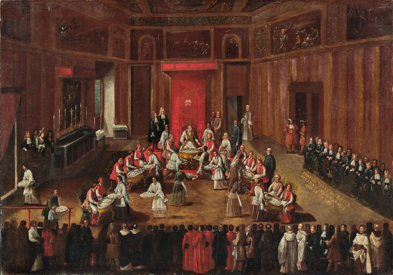Ceremonie van het Agnus Dei gevierd door paus Clemens XI door Alessandro Piazza