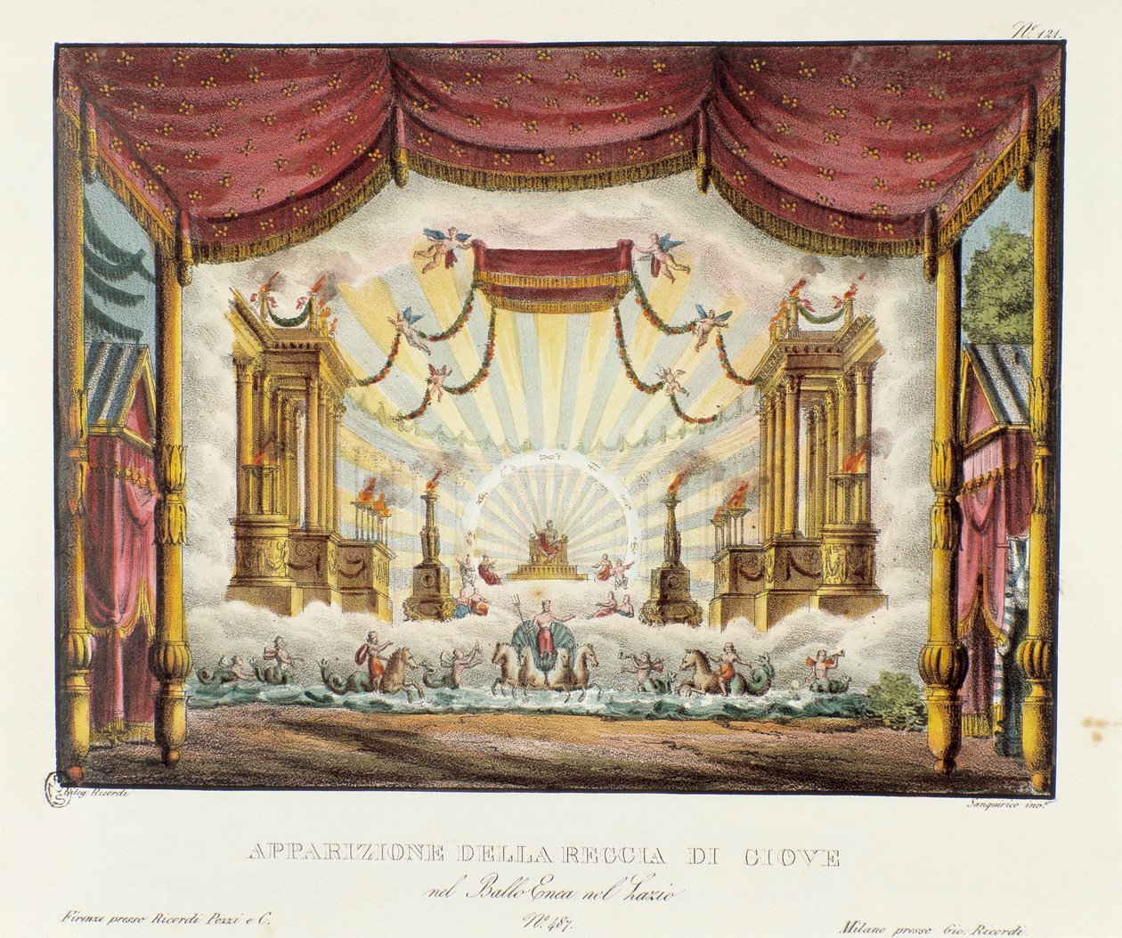 Verschijning van het koninkrijk van Jupiter. Scenografie voor de uitvoering van het operadrama 