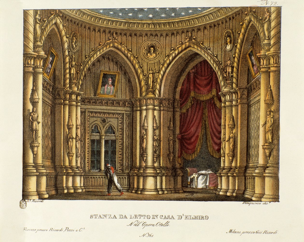 De slaapkamer van Elmire (of Elmiro) Scenografie voor de opera Otello door Gioacchino Rossini (1816) naar het stuk Othello van William Shakespeare (1830) door Alessandro Sanquirico
