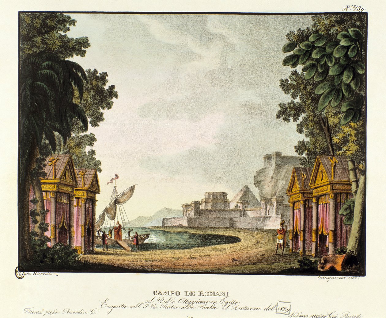 Uitzicht op het Romeinse kamp Scenografie voor het ballet 