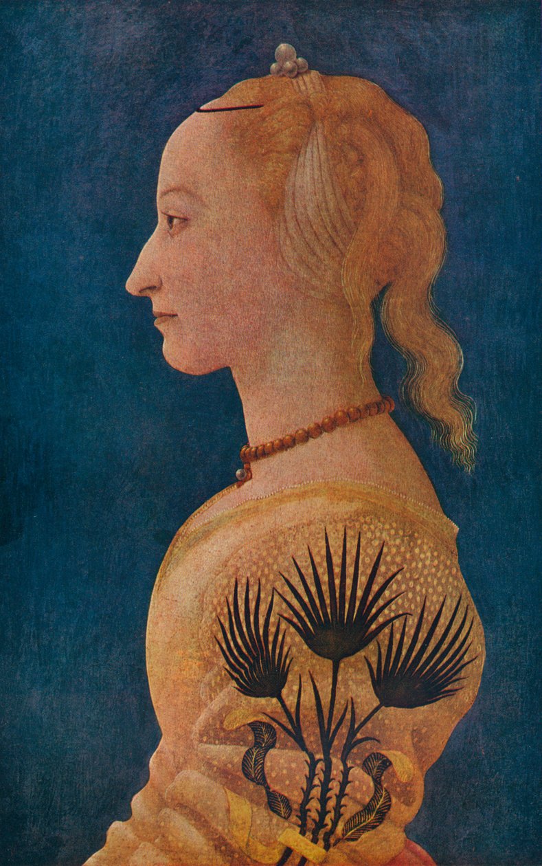 Portret van een dame, ca. 1465 door Alesso Baldovinetti