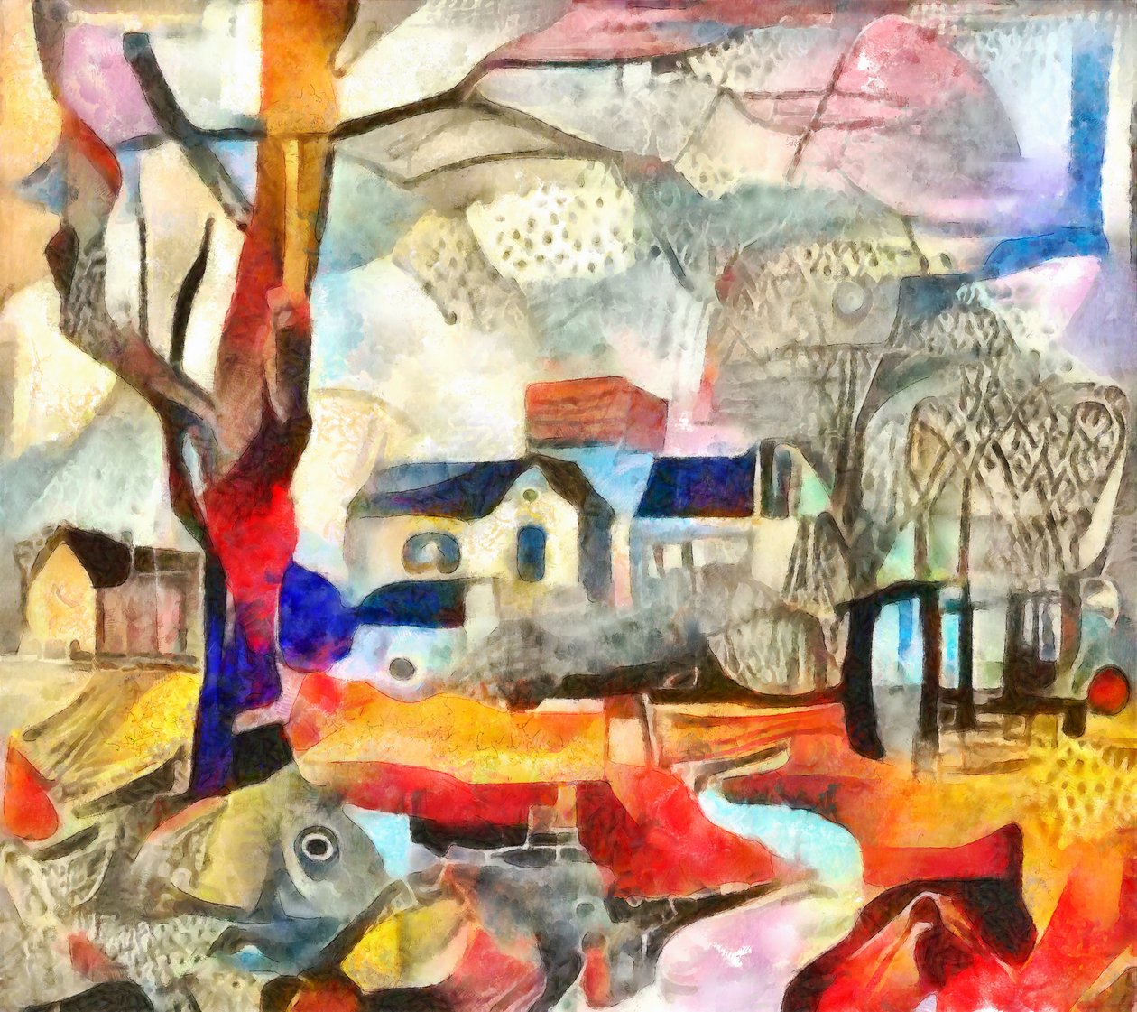 Gebouwen in de diepten van het park, 2017 door Alex Caminker